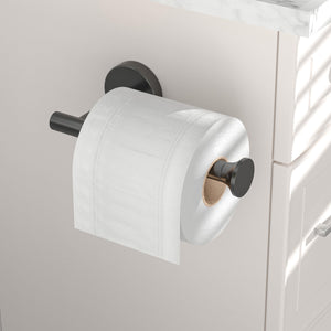 Toilet Paper Holder Wall Mount Bathroom Paper Roll Holder Tissue Handle Stainless Steel for Farmhouse Kitchen Matte Black