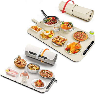 BW450 Off-white Food Warming Mat Bundle with BW701 Beige Electric Warming Tray