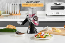 Load image into Gallery viewer, Brieftons 4-Blade Rotary Cheese Grater, Kitchen Food Cutter with Handle, Mandoline Vegetable Slicer, Nut Grinder, Hand Crank Shredder for Cheese, Vegetables, Fruits, Nuts, Easy to Use, Clean &amp; Store