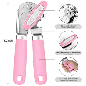 Beneno Can Opener Manual with Magnet, Hand Held Heavy Duty Can Opener with Durable Sharp Blade Smooth Edge, Big Effort-Saving Knob, Soft Grip Rubber Handle, Multifunctional Bottle Opener, Green