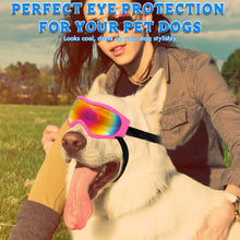 Load image into Gallery viewer, Dog Sunglasses Dog Goggles Pet Glasses Pet Eyewear with Adjustable Strap, Glasses for Medium Large Dog Swimming Skating Glasses UV Proof Windproof Dustproof (Black Frame + Gray Lens)
