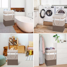 Load image into Gallery viewer, HomeHacks 2 Pack Large Laundry Baskets, Waterproof, Freestanding Laundry Hampers, Collapsible Clothes Hamper with Reinforced Handles in Laundry Room, College Dorm, Bathroom, Bedroom (Grey, 75Lx2)