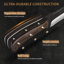 Load image into Gallery viewer, Butcher Knife Set, Hand Forged Butcher Chef Knife Set with Roll Bag, Sharp Meat Cleaver Knife &amp; Bone Chopper Knives &amp; Fillet Knives for Home &amp; Camping &amp; BBQ Gift for Men