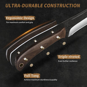 Butcher Knife Set, Hand Forged Butcher Chef Knife Set with Roll Bag, Sharp Meat Cleaver Knife & Bone Chopper Knives & Fillet Knives for Home & Camping & BBQ Gift for Men