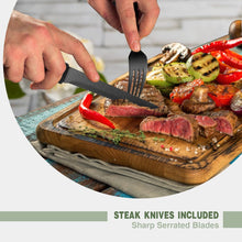 Load image into Gallery viewer, Black Silverware Set, Umit Chef 48Pcs Black Flatware Set with Steak Knives for 8, Food-Grade Stainless Steel Flatware Utensils Set, Cutlery Set for Home Kitchen and Restaurant