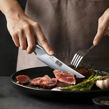 Load image into Gallery viewer, Steak Knives Set of 6, Ultra Sharp 4.5 Inch Serrated Steak Knife Set, Japanese High Carbon Steel Kitchen Steak Knives with Ergonomic Handle