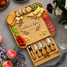 Load image into Gallery viewer, Charcuterie Board Gift Set - Bamboo Cheese Board and Knife Set - Housewarming Gifts for New Home, Wedding Gifts for Couples 2025, Bridal Shower Gifts, Birthday Gifts for Women