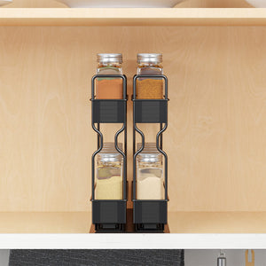 SpaceAid Pull Out Spice Rack Organizer for Cabinet, Heavy Duty Slide Out Seasoning Kitchen Organizer, Cabinet Organizer, with Labels, 5.2" W x10.75 D x10 H, 2 Drawers 2-Tier