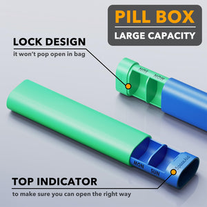 SpaceAid 2 Pack Pill Organizer Box 7 Day, Weekly Travel Pill Case Holder, 2 Times a Day AM PM Daily Pocket Pharmacy Dispenser Container for Pills, Vitamins and Medicine (Black, Orange)