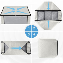 Load image into Gallery viewer, HomeHacks Storage 3-Pack Clothes Organizer Storage Bags Foldable Storage Box with Large Clear Window Sturdy Handles for Closet, Dorm, Pillows, Bedding, Clothes, Blankets, 35L, Gray