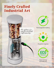 Load image into Gallery viewer, Electric Salt and Pepper Grinder Set with Storage Base, Stainless Steel Rechargeable Salt and Pepper Grinder Set with 4.5 oz Large Capacity, 1.8&quot; Wide Mouth, Adjustable Coarseness, Ideal for Kitchen