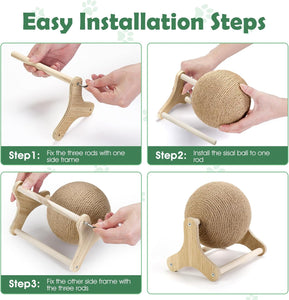 Outamateur Sisal Cat Scratching Ball, Cat Scratcher Ball Toy with Stable Stand, Interactive Exercise Toy for Small Pet Interactive Exercise and Play