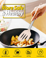 Load image into Gallery viewer, Pack of 4 Silicone Cooking Utensils Set, Non Stick Large Solid Spatulas, Heat Resistant Black Slotted Spoons, Ideal BPA Free Kitchen Turners for Frying, Mixing,Serving,Draining,Turning,Stirring