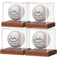 Load image into Gallery viewer, JupDec Baseball Display Case - Clear Cube Baseball Holder with Wooden Base, Autograph Stand Box for Single Ball, Acacia Wood, Brown, 1 Pack