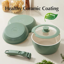 Load image into Gallery viewer, Redchef Ceramic Pots and Pans Set Non Stick, Nonstick Kitchen Cookware Sets, Non Toxic Pots and Pans Set Non Stick, PFAS PFOA &amp; PTFE Free, Nonstick Frying Pans Set, Ceramic Pan Skillet, RV Cookware