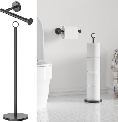 niffgaff 2 Paper Holder: Wall-Mounted & Stand, Stainless Steel Toilet Paper Holder