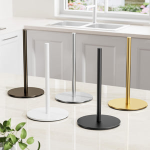 Silver Paper Towel Holder Free-Standing, Premium Stainless Steel Paper Rolls Organizer, Classic Fashion Kitchen Roll Dispenser