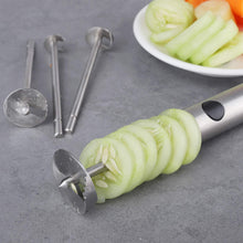 Load image into Gallery viewer, Veggie Core Drill Stainless Steel Vegetable Spiral Cutter Spiralizer Set of 4 for Coring and Hollowing out Zucchini, Potatoes, Carrot, Pear (Veggie Core)