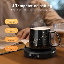 Load image into Gallery viewer, Coffee Mug Warmer &amp; Luxury Marbling Mug Set, Electric Cup Warmer with Auto Shut Off, 4 Temperature Setting Smart Beverage Warmer, 8-Hours Auto Shut Off, Best Gifts for Birthday Christmas