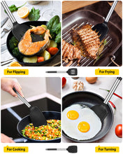 Load image into Gallery viewer, Pack of 2 Silicone Solid Turner, Non Stick Slotted Kitchen Spatulas, High Heat Resistant BPA Free Cooking Utensils, Ideal Cookware for Fish, Eggs, Pancakes(Black)