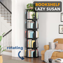 Load image into Gallery viewer, SpaceAid 4 Tier Rotating Bookshelf Tower, Spinning Bookcase Lazy Susan, Revolving 360 Book Shelf Storage Round Carousel, Vertical Rotate Turning Spiral Corner Organizer, White