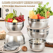 Load image into Gallery viewer, Umite Chef Mixing Bowls with Airtight Lids Set with Grater Attachments Silicone Kitchen Utensil Set