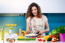 Load image into Gallery viewer, Brieftons Express Manual Food Chopper: 6.8-Cup, Hand Chopper Vegetable Cutter to Chop Veggies, Fruits, Herbs, Garlic Onion Chopper for Salsa, Salad, Pesto, Hummus, Guacamole, Coleslaw, Indian Cooking