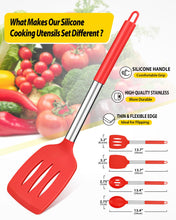 Load image into Gallery viewer, Pack of 4 Silicone Cooking Utensils Set, Non Stick Large Solid Spatulas, Heat Resistant Black Slotted Spoons, Ideal BPA Free Kitchen Turners for Frying, Mixing,Serving,Draining,Turning,Stirring