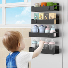 Load image into Gallery viewer, 4 Pack Magnetic Spice Rack Organizer for Refrigerator and Oven, Black Fridge Organizers and Storage for Kitchen