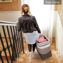 Load image into Gallery viewer, HomeHacks 2 Pack Large Laundry Baskets, Waterproof, Freestanding Laundry Hampers, Collapsible Clothes Hamper with Reinforced Handles in Laundry Room, College Dorm, Bathroom, Bedroom (Grey, 75Lx2)