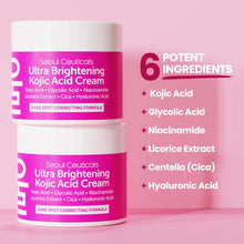 Load image into Gallery viewer, SeoulCeuticals Korean Kojic Acid Cream Dark Spot Remover + Glycolic Acid + Niacinamide + Cica + HA Moisturizer - Cruelty Free K Beauty Skincare 2oz