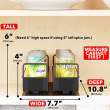 Load image into Gallery viewer, SpaceAid Pull Out Spice Rack Organizer for Cabinet, Heavy Duty Slide Out Seasoning Kitchen Organizer, Cabinet Organizer, with Labels, 5.2&quot; W x10.75 D x10 H, 2 Drawers 2-Tier