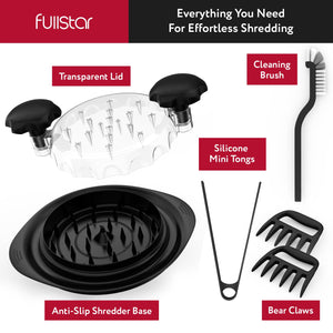 Chicken Shredder Tool Twist Set - Meat & Chicken Breast Shredding Tool, Pork Shredder, Large Food Slicer (Black)