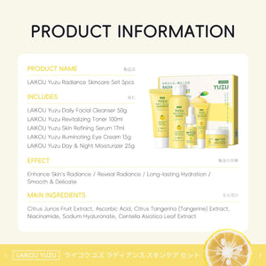Skin Care Set, Gifts for Women, Skin Care Routine Kit for Women, Skincare Gift Set with YUZU Cleanser, Toner, Serum, Eye Cream, Face Cream Mother's Day Christmas Birthday Daughter Wife