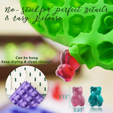 Load image into Gallery viewer, Large Gummy Bear Molds 5 ML, BPA-FREE Silicone Chocolate Candy Gummy Molds with 4 Droppers and Cleaning Brush 140 Cavity, Set of 4