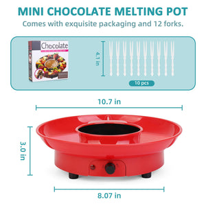 8.79oz MINI Electric Chocolate Melting Pot,Melting Fondue Set with 4PCS Forks,Cute Chocolate Fondue Fountain,Warmer Machine for Milk Chocolate,Cheese,Butter,Candy