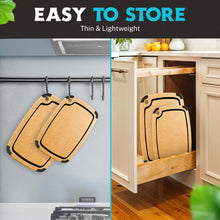 Load image into Gallery viewer, Dishwasher Safe Cutting Boards for Kitchen - 2 Piece Large Composite Wood Cutting Board Set with Non-Slip Feet and Juice Groove (14.5&quot; x 11&quot; and 11.7&quot; x 9.3&quot;) - Thin, Lightweight, Eco-Friendly