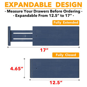 SpaceAid Bamboo Dresser Drawer Dividers 6 Pack, 4.65“ High Adjustable 12.5“-17” Drawer Organizers, Expandable Organization for Clothing, Clothes, Dressers, Natural