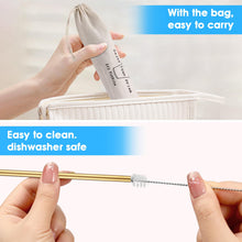 Load image into Gallery viewer, 20 Pack Reusable Stainless Steel Metal Straws,10.5&quot; &amp; 8.5&quot; Reusable Drinking Straws with 20 Silicone Tips 5 Straw Brushes 1 Travel Case,Eco Friendly Extra Long Metal Straw Fit for 20 24 30 oz Tumbler