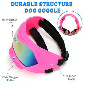 Large Dog Sunglasses Dog Goggles Pet Glasses Pet Eyewear with Adjustable Strap, Glasses for Medium Large Dog Swimming Skating Glasses Windproof Dustproof UV Proof (Black-Colorful)