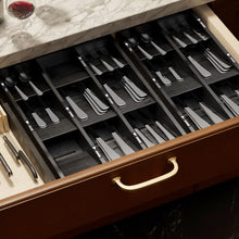 Load image into Gallery viewer, SpaceAid Bamboo Silverware Drawer Organizer with Labels, Kitchen Utensil Tray Holder Organizer for Flatware, Cutlery, Spoon and Knives Drawer Storage Organization (Natural, 6 Slots)