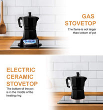 Load image into Gallery viewer, Mixpresso 3 Cup Moka Pot Coffee Maker for Gas, Electric Stove Top, Classic Italian Espresso Maker, Stovetop for Camping, Makes 5 Oz Cuban Coffee