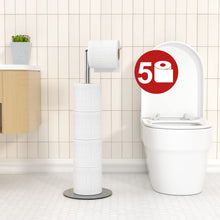 Load image into Gallery viewer, Toilet Paper Holder Stand and Dispenser for 4 Spare Rolls, Stainless Steel Free-Standing Toilet Tissue Paper Roll Storage Shelf