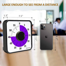 Load image into Gallery viewer, Secura 60-Minute Visual Countdown Timer, 7.5-Inch Oversize Classroom Visual Timer for Kids and Adults, Durable Mechanical Kitchen Timer Clock with Magnetic Backing (Blue)