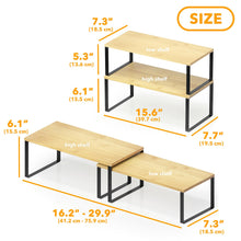 Load image into Gallery viewer, SpaceAid Cabinet Shelf Organizers 2 Pack, Kitchen Counter Rack Shelves Riser, Stackable Expandable Spice Rack, Pantry Cupboard Storage Organization (Black and Natural, Short)