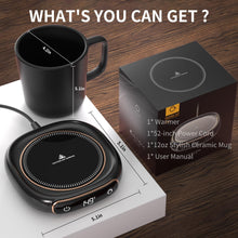 Load image into Gallery viewer, Lerat Coffee Mug Warmer &amp; Mug Set for Desk, Electric Coffee Cup Warmer with Auto Shut Off, 3 Temperature Setting Smart Cup Warmer for Heating Coffee, Milk, Beverage, Candle Jar (Black), 12oz