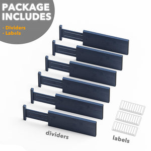SpaceAid Bamboo Dresser Drawer Dividers 6 Pack, 4.65“ High Adjustable 12.5“-17” Drawer Organizers, Expandable Organization for Clothing, Clothes, Dressers, Natural
