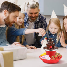 Load image into Gallery viewer, 7.9oz Mini Chocolate Melting Pot, Mini Chocolate Fondue Fountain, MIni Warmer Machine, 6PCS Fondue Fork and Removal Fruits/Nuts/Treats Serving Tray for Milk Chocolate, Cheese, Butter, Candy