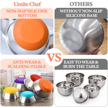 Load image into Gallery viewer, Umite Chef Mixing Bowls with Airtight Lids Set, 8PCS Stainless Steel Khaki Nesting Bowls with Grater Attachments, Kitchen Bowls with Non-Slip Bottoms, Size 5, 4, 3.5, 2, 1.5QT for Mixing &amp; Serving