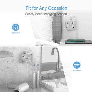 Multi Plug Outlet Extender, TESSAN Surge Protector Splitter with 3 USB (1 USB C Port) Wall Charger, Multiple Expander for Travel, Home, College Dorm Room